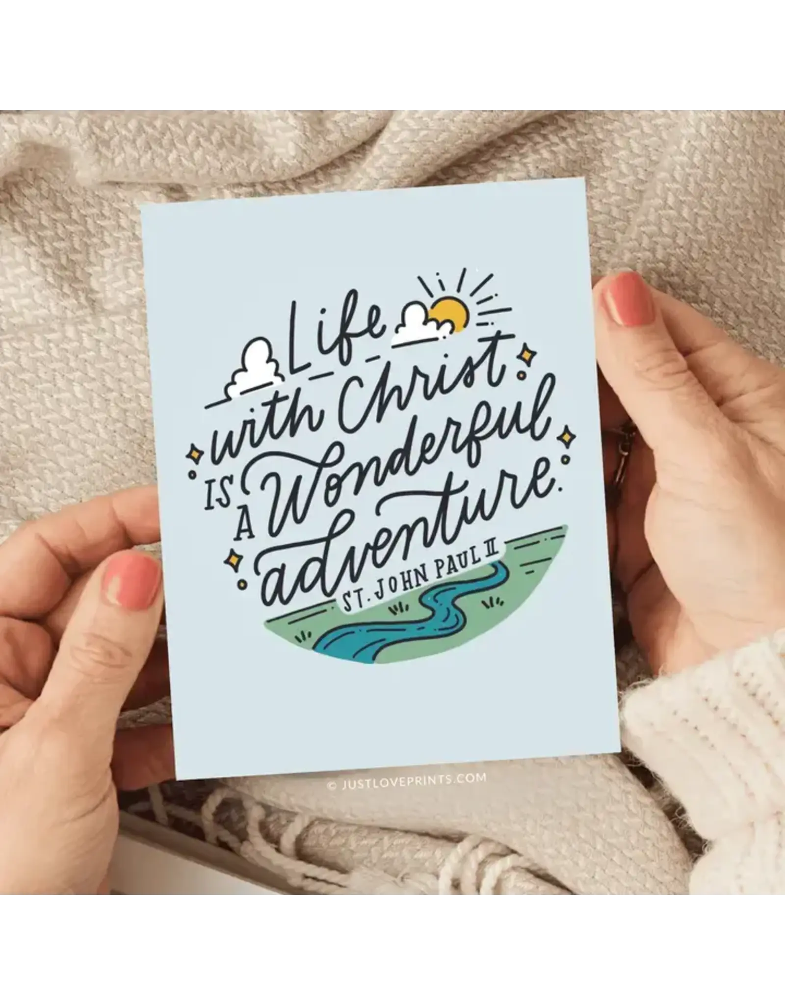 Just Love Prints Card - Life with Christ is a Wonderful Adventure (Blank Inside)