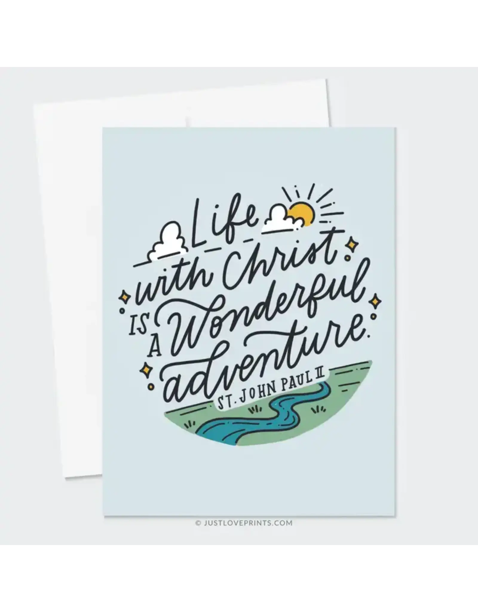 Just Love Prints Card - Life with Christ is a Wonderful Adventure (Blank Inside)
