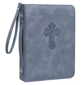 Just Blessed Bible Cover - Cross, Gray