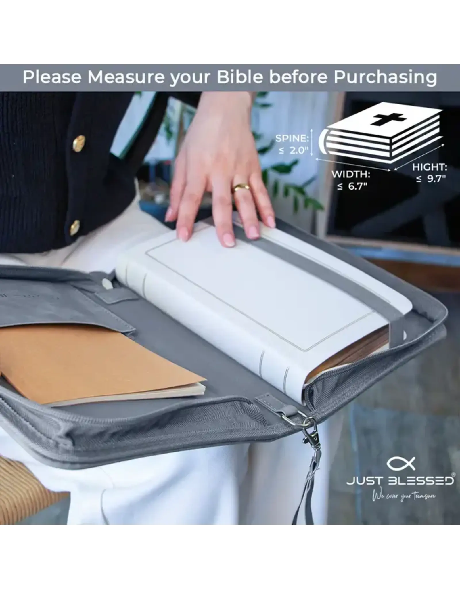 Just Blessed Bible Cover - Cross, Gray