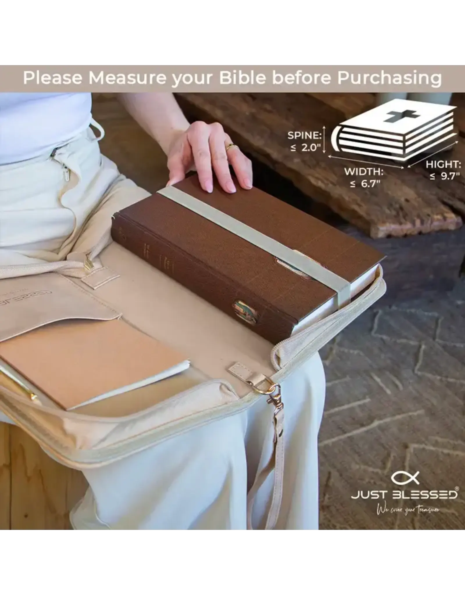 Just Blessed Bible Cover - Cross, w/Vine, Tan