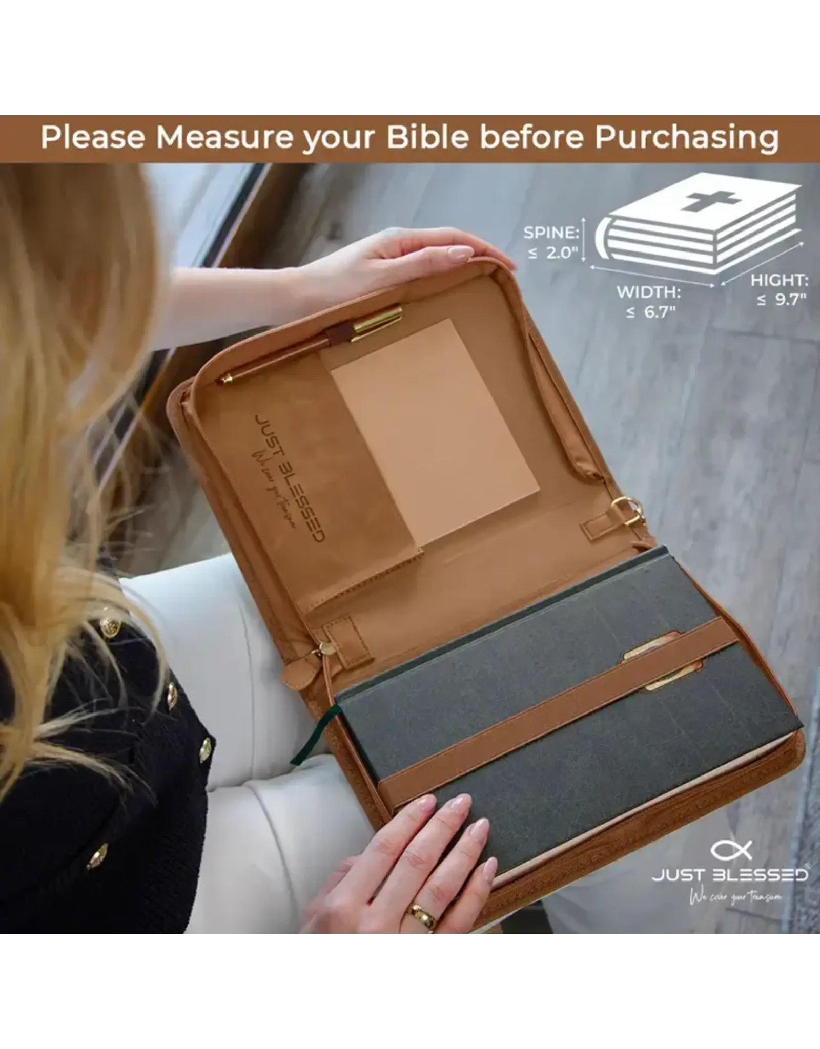 Just Blessed Bible Cover - Wheat, Brown