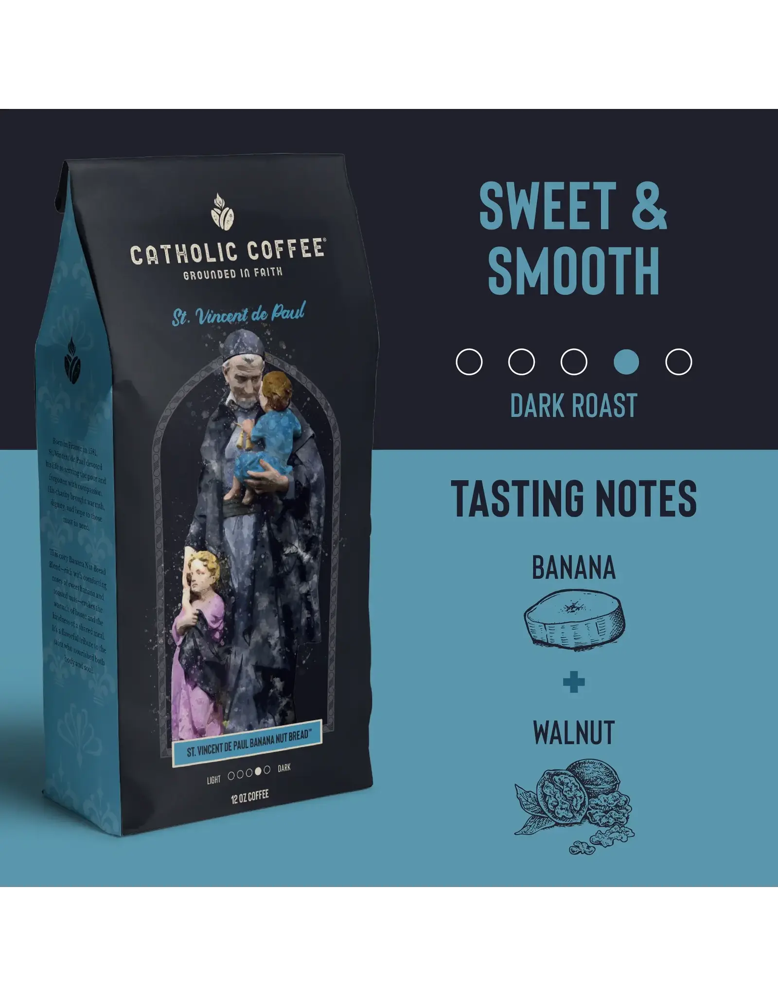 Catholic Coffee Coffee - St. Vincent de Paul (Banana Nut Bread, Whole Bean)