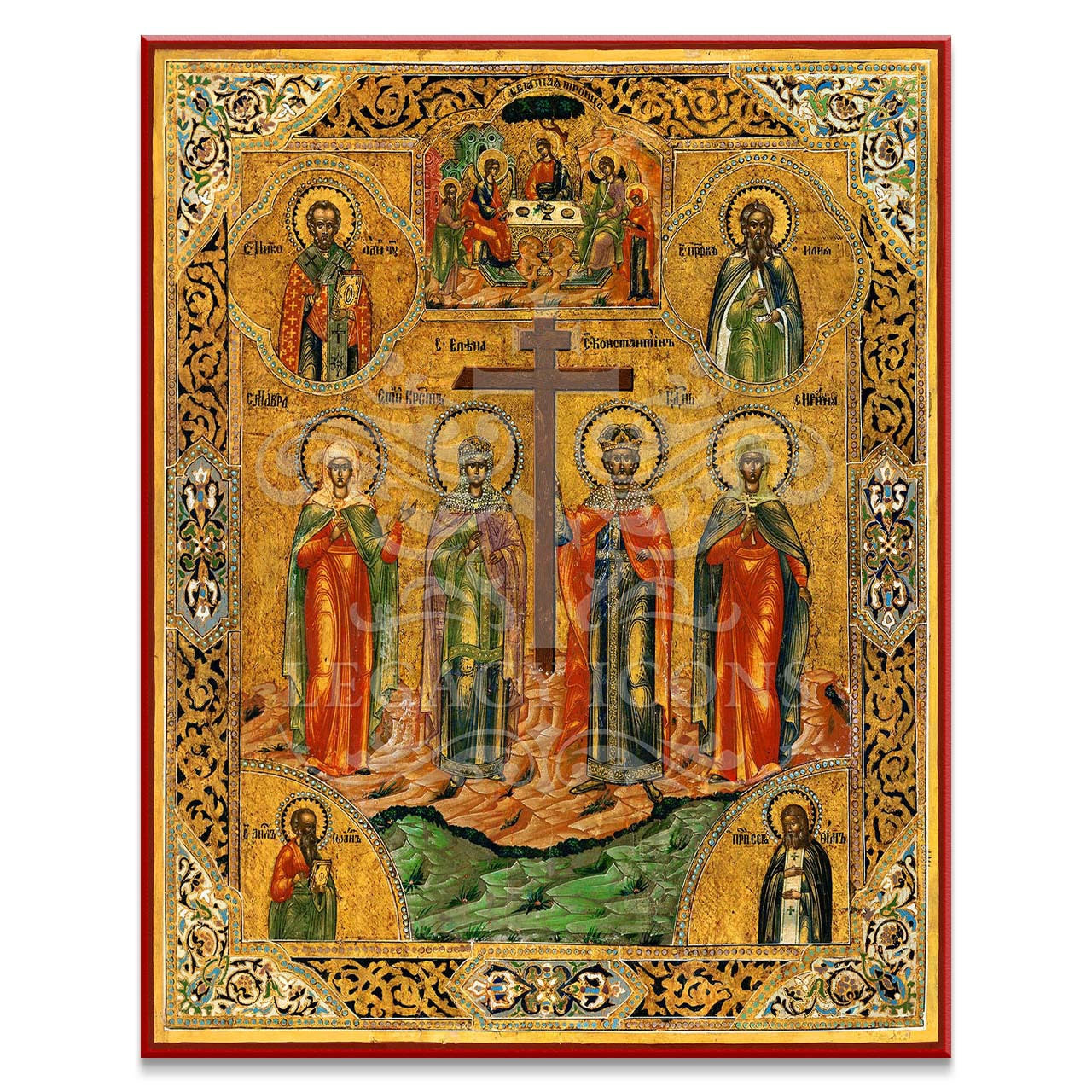 Holy Cross With Saints (XIXc) Icon - Reilly's Church Supply & Gift Boutique