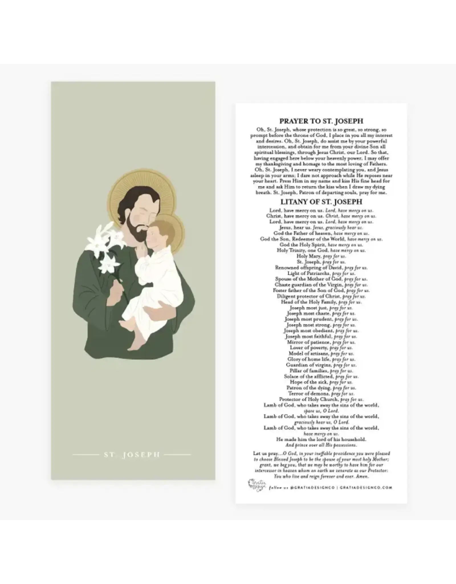 Gratia Design Bookmark - St. Joseph Prayer Card