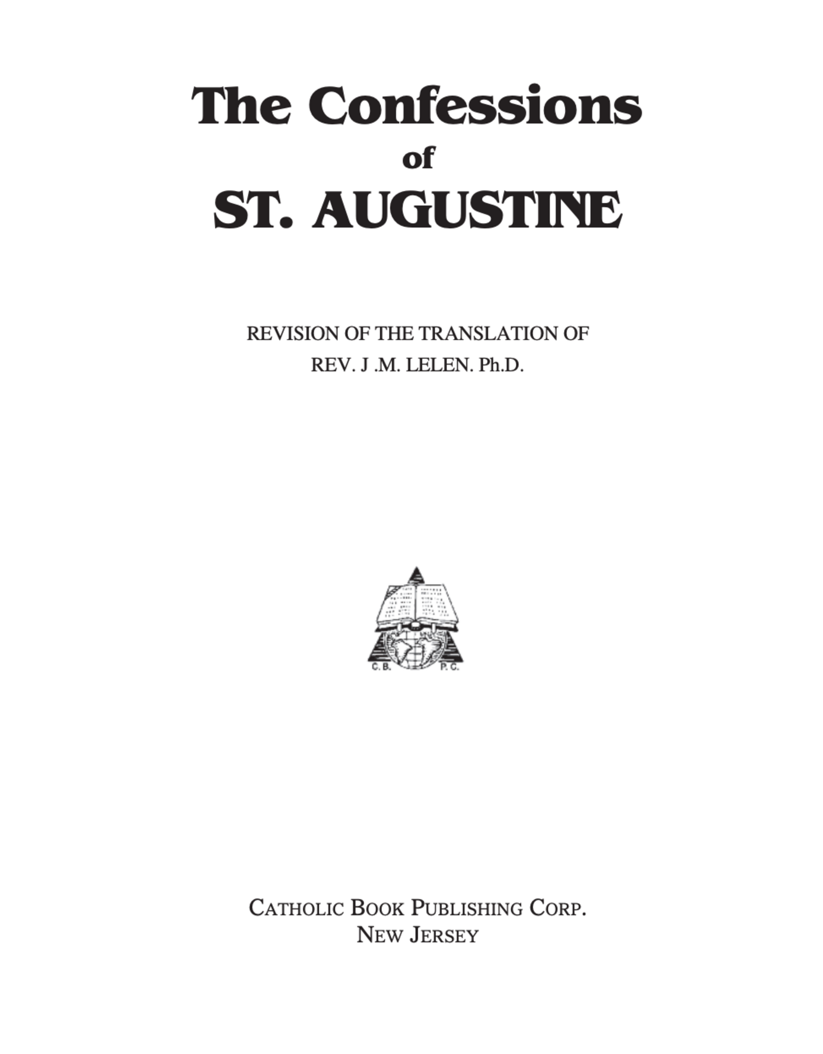 Catholic Book Publishing Confessions of St. Augustine