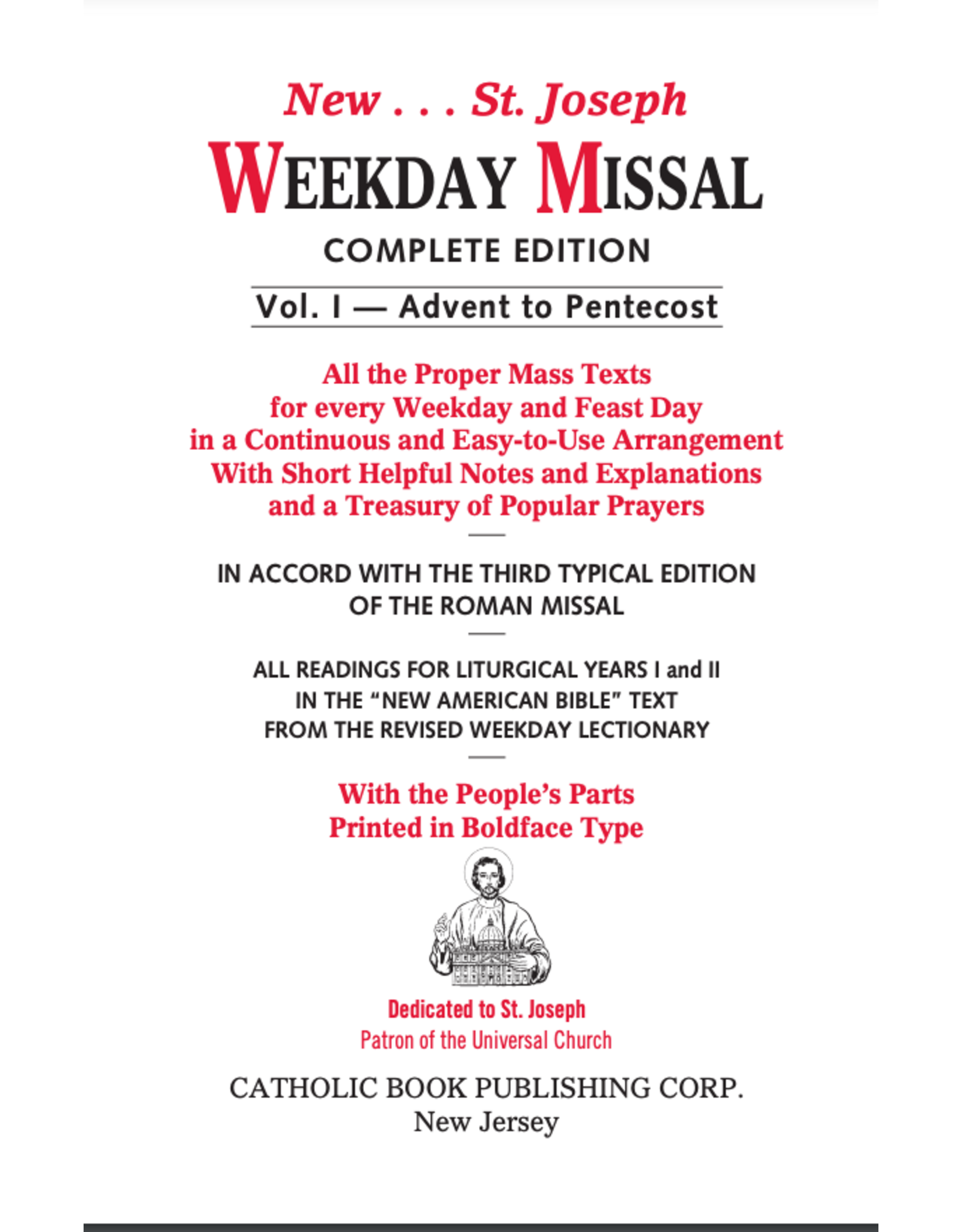 Catholic Book Publishing Weekday Missal (Vol. I/Zipper)
