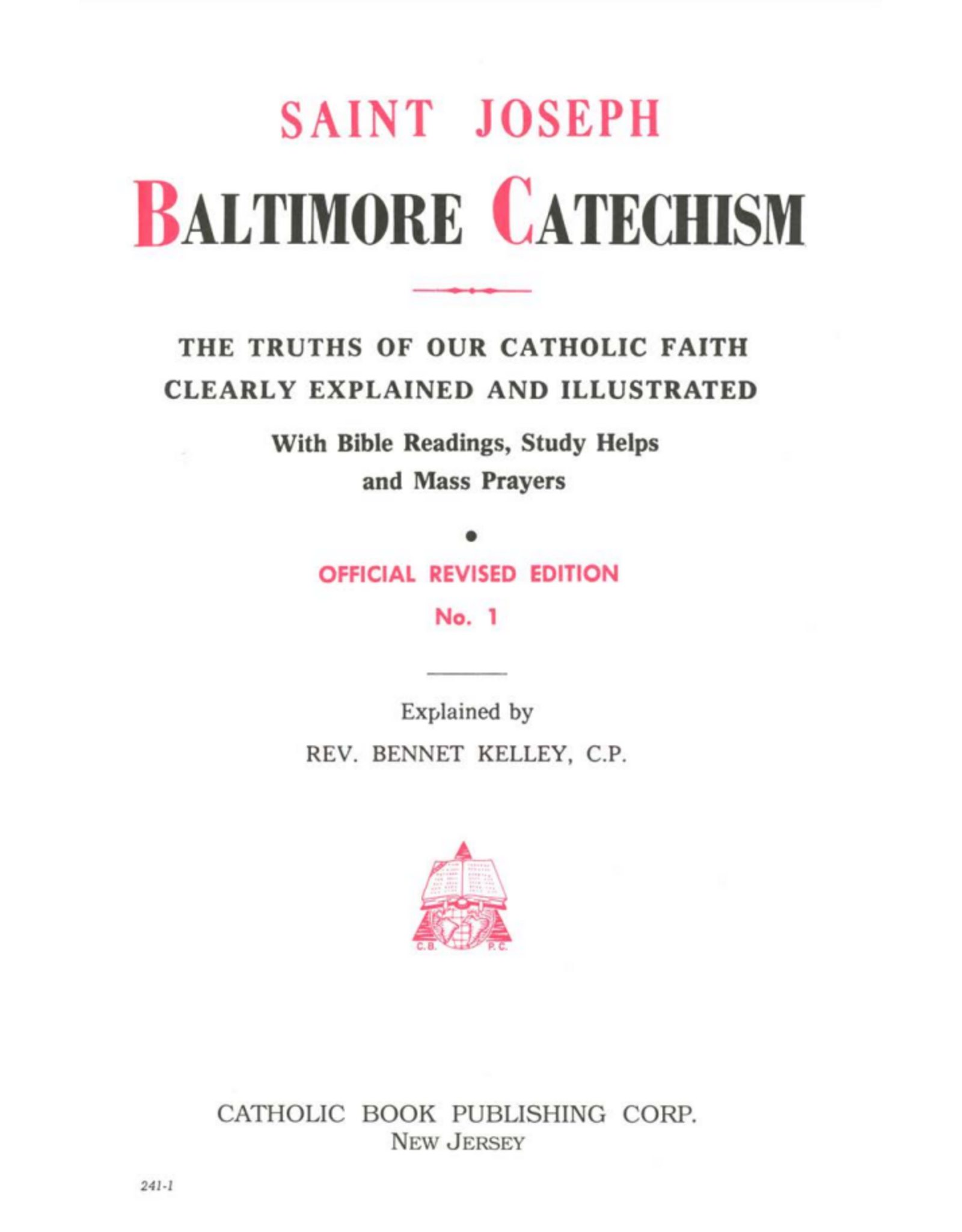 Catholic Book Publishing St. Joseph Baltimore Catechism No. 1 (Grades 3,4,5)