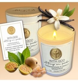 Abbey & CA Gift Candle - With God Frankincense & Vanilla Monk Fruit, 7 oz.