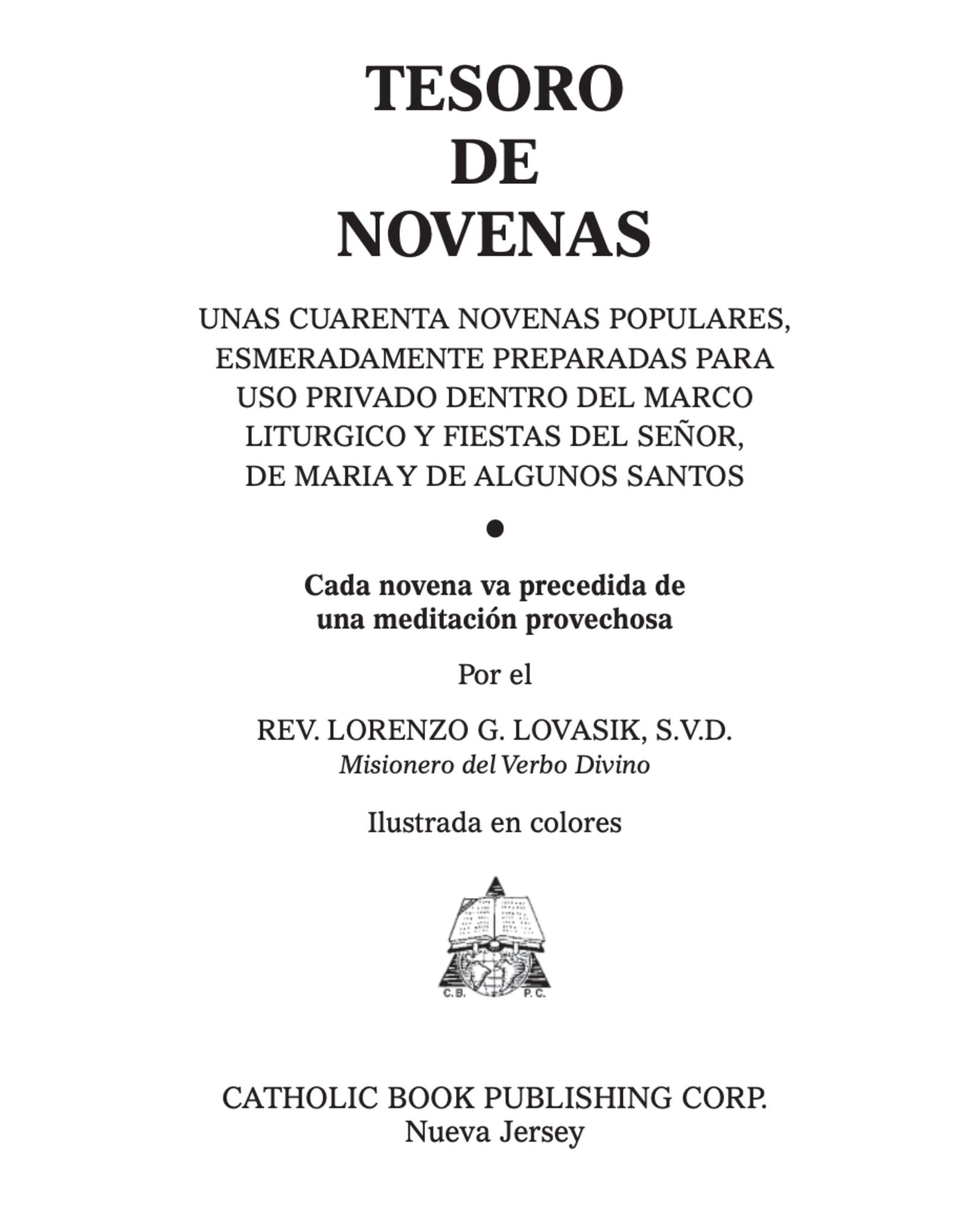 Catholic Book Publishing Tesoro de Novenas