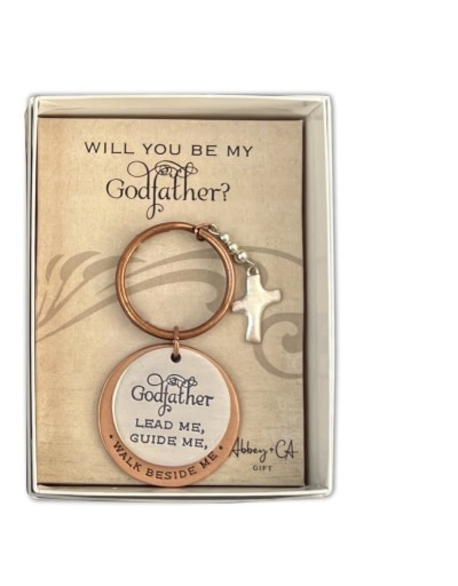 Abbey & CA Gift Be My Godfather Key Ring with Cross