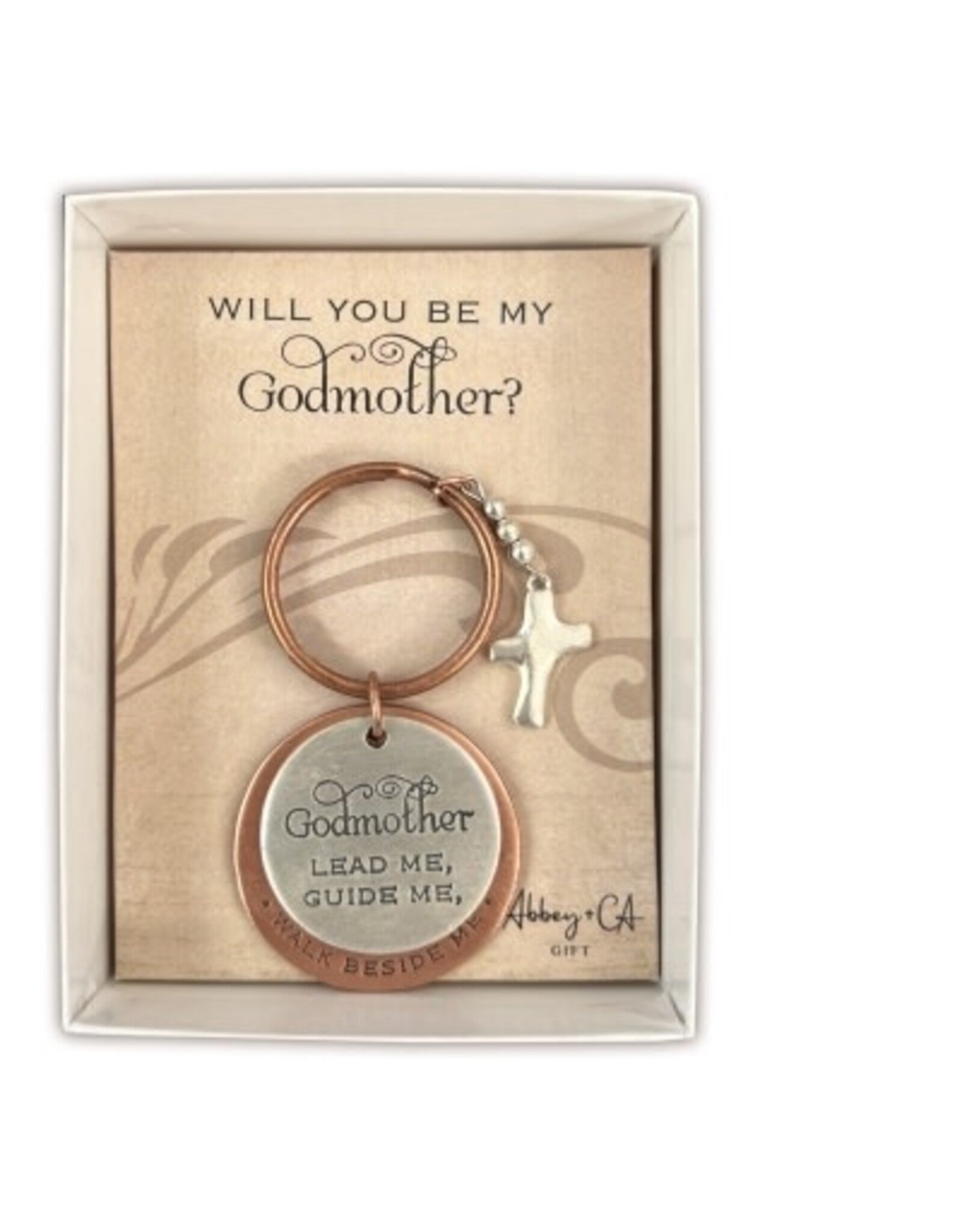 Abbey & CA Gift Be My Godmother Key Ring with Cross