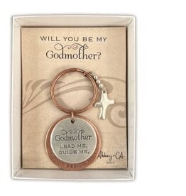 Abbey & CA Gift Be My Godmother Key Ring with Cross