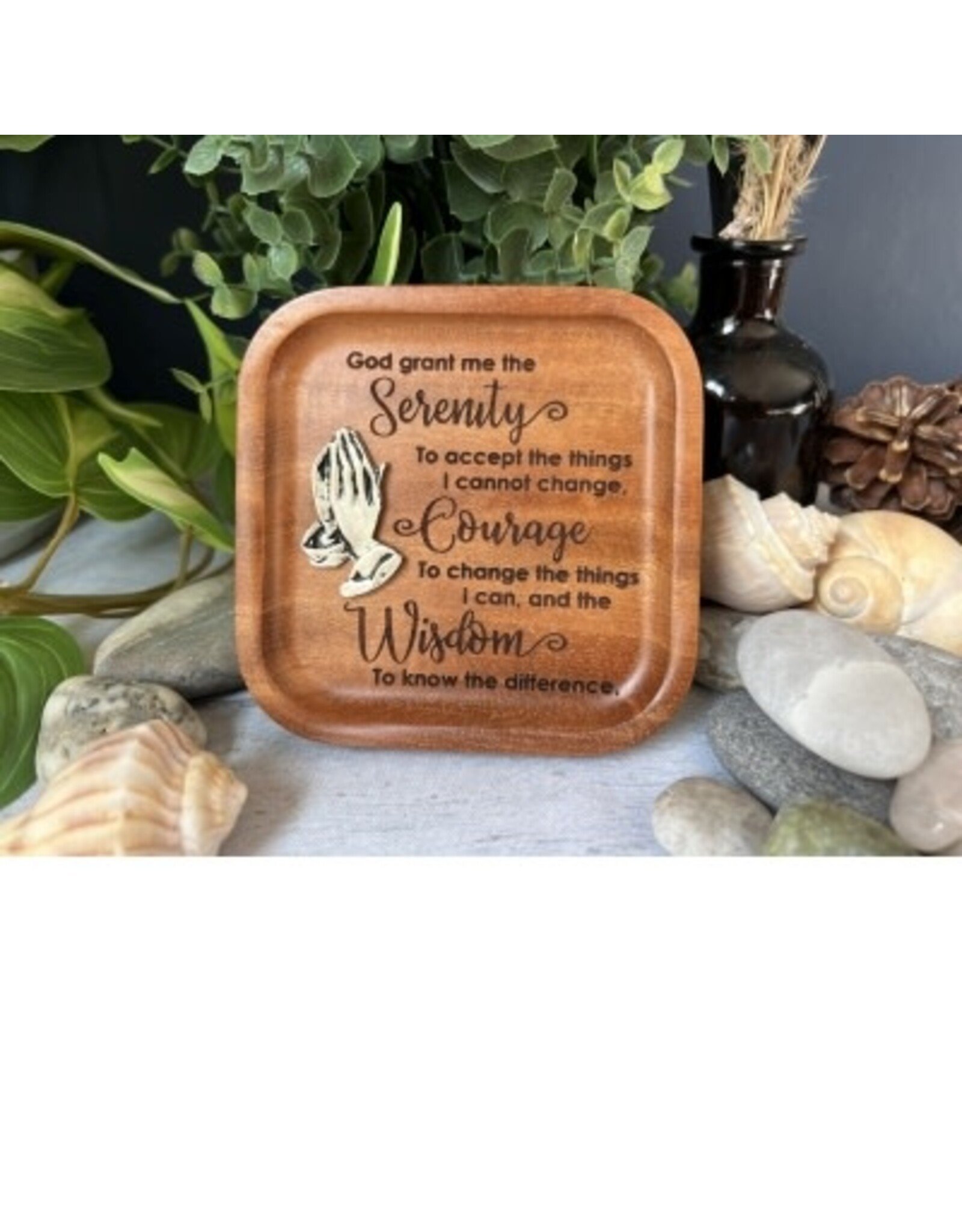 Abbey & CA Gift Serenity Trinket Dish, Cedar with Praying Hands