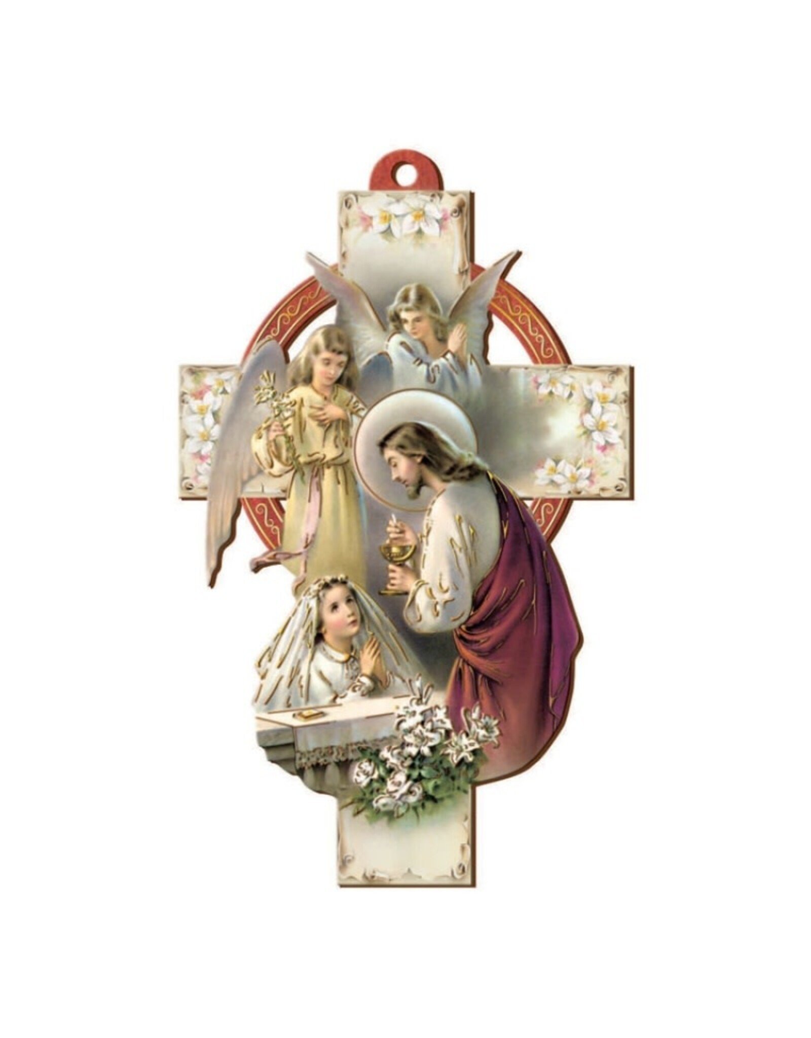 San Francis First Communion Cross - Praying Hands (Girl)
