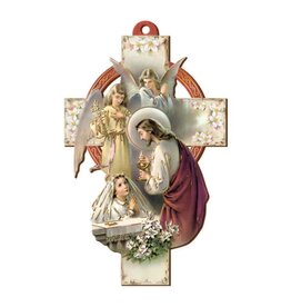 San Francis First Communion Cross - Praying Hands (Girl)