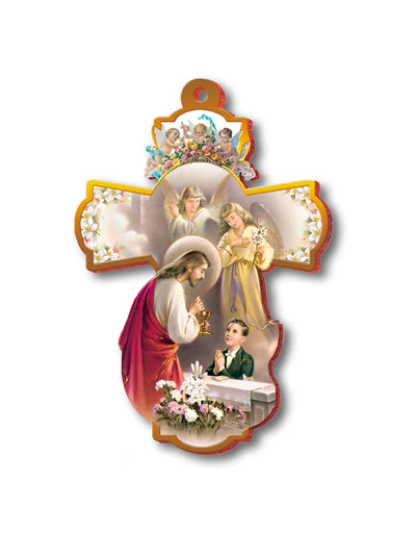 San Francis First Communion Cross - Praying Hands (Boy)