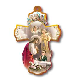 San Francis First Communion Cross - Praying Hands (Boy)