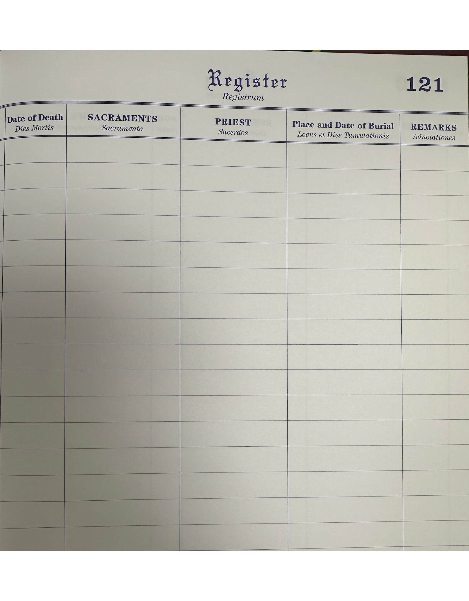 Remey, F.J. Register - Death - 1400 Entries
