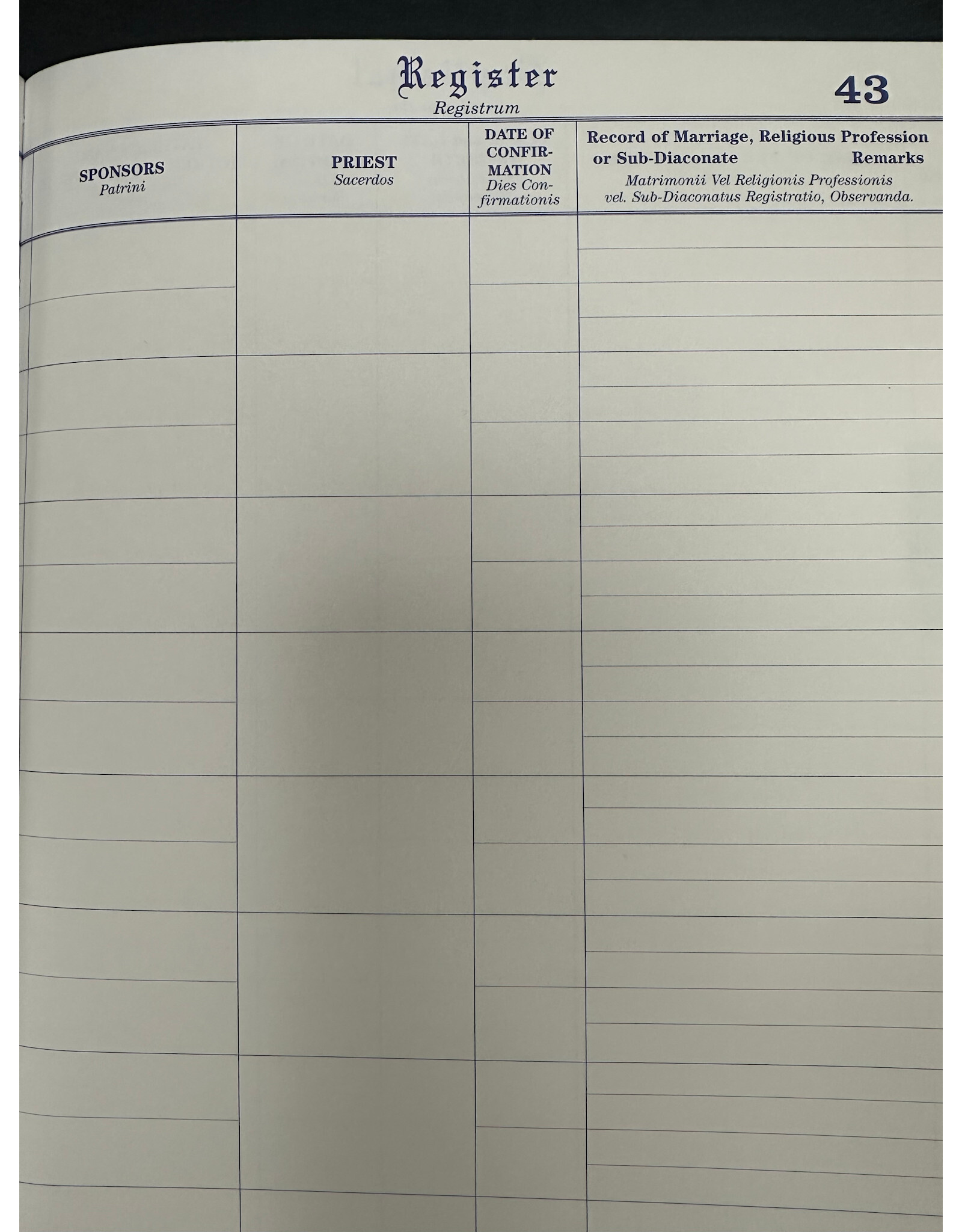 Remey, F.J. Standard Baptism Register  - 1000 Entries