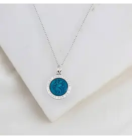 My Saint My Hero Necklace - St. Christopher, Blue Enamel