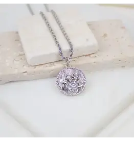 My Saint My Hero Necklace - St. Christopher, Hammered Edge