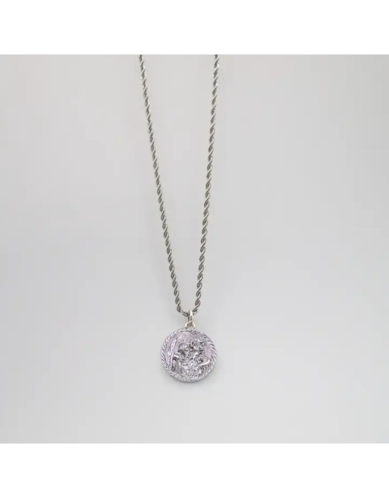 My Saint My Hero Necklace - St. Christopher, Hammered Edge