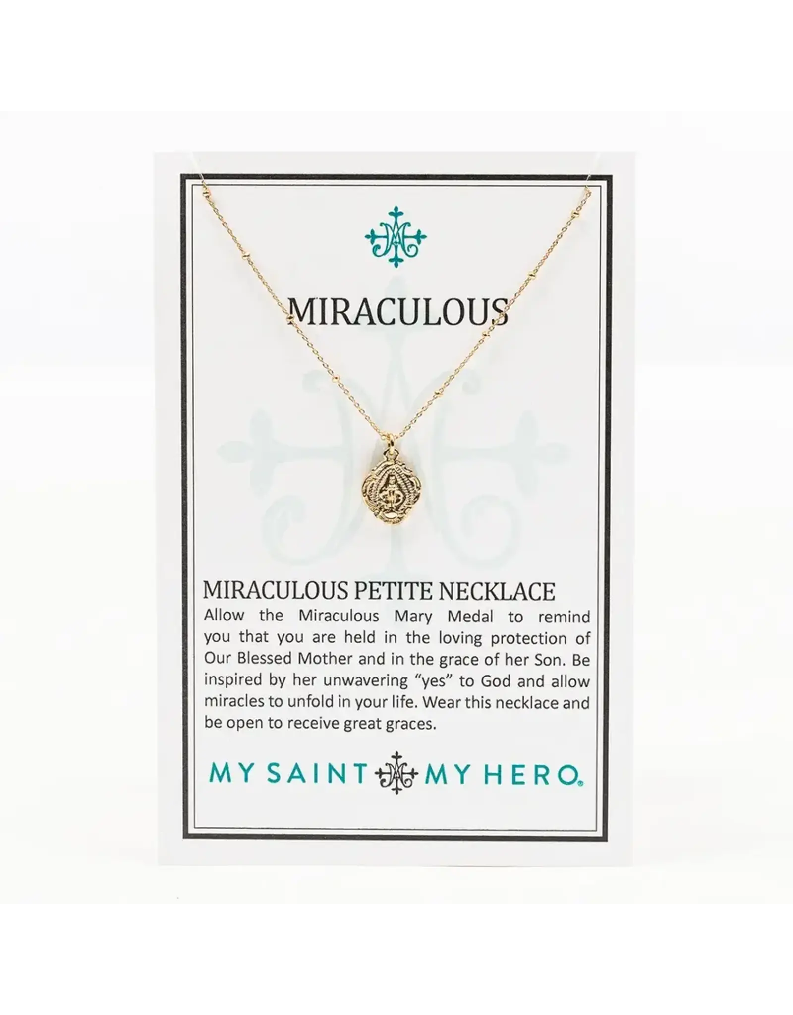 My Saint My Hero Necklace - Miraculous Medal, Petite