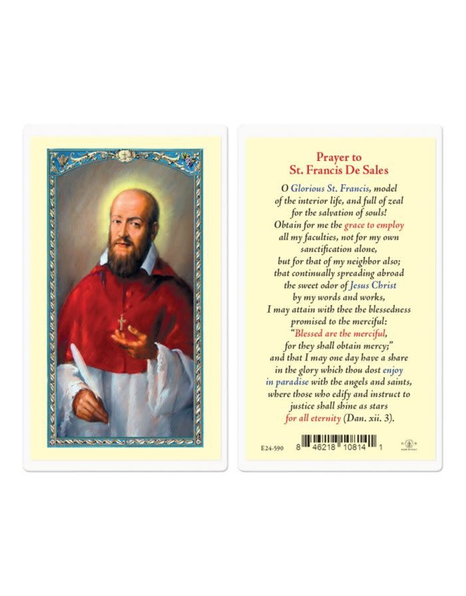 Hirten Holy Card, Laminated - Saint Francis De Sales