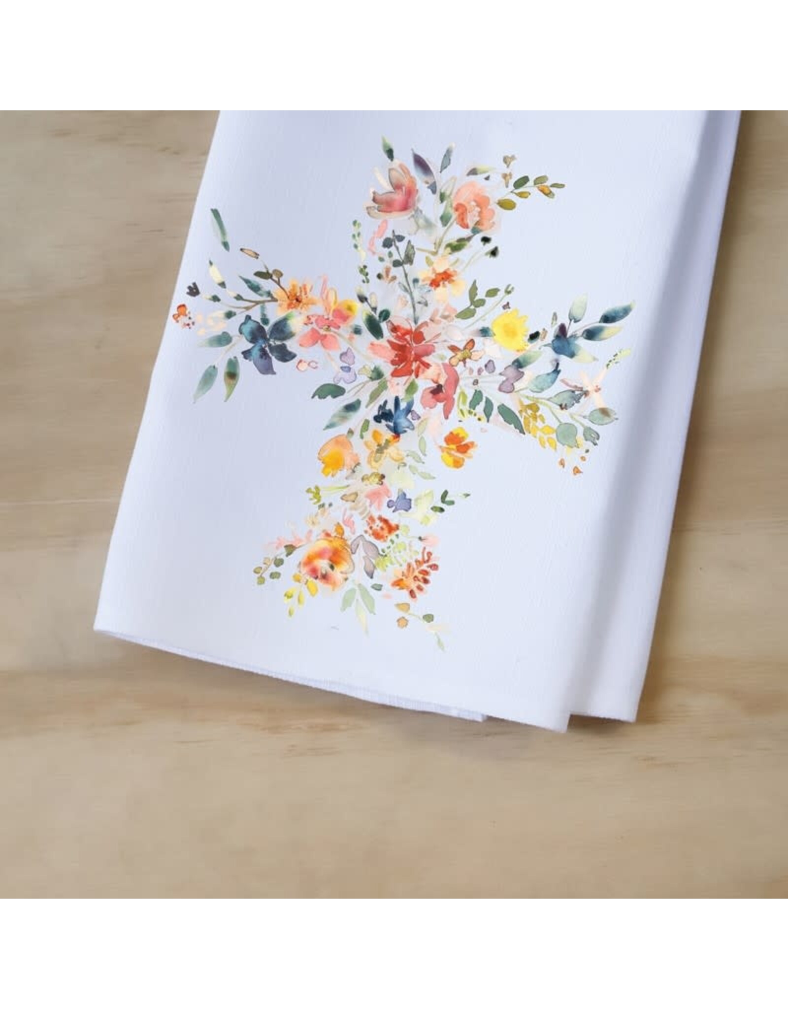 Little Birdie Dish Towel - Floral Cross