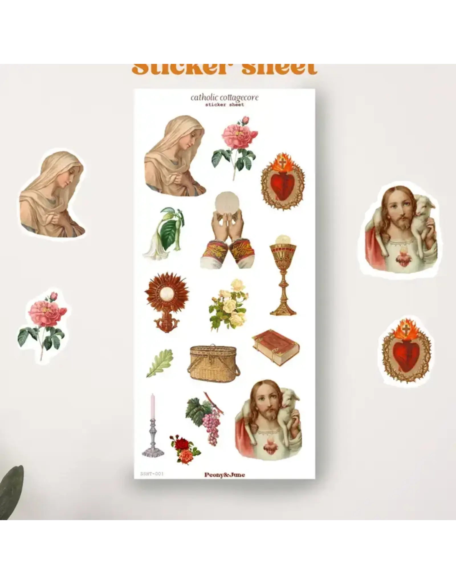 Peony & June Sticker Sheet - Catholic Cottagecore