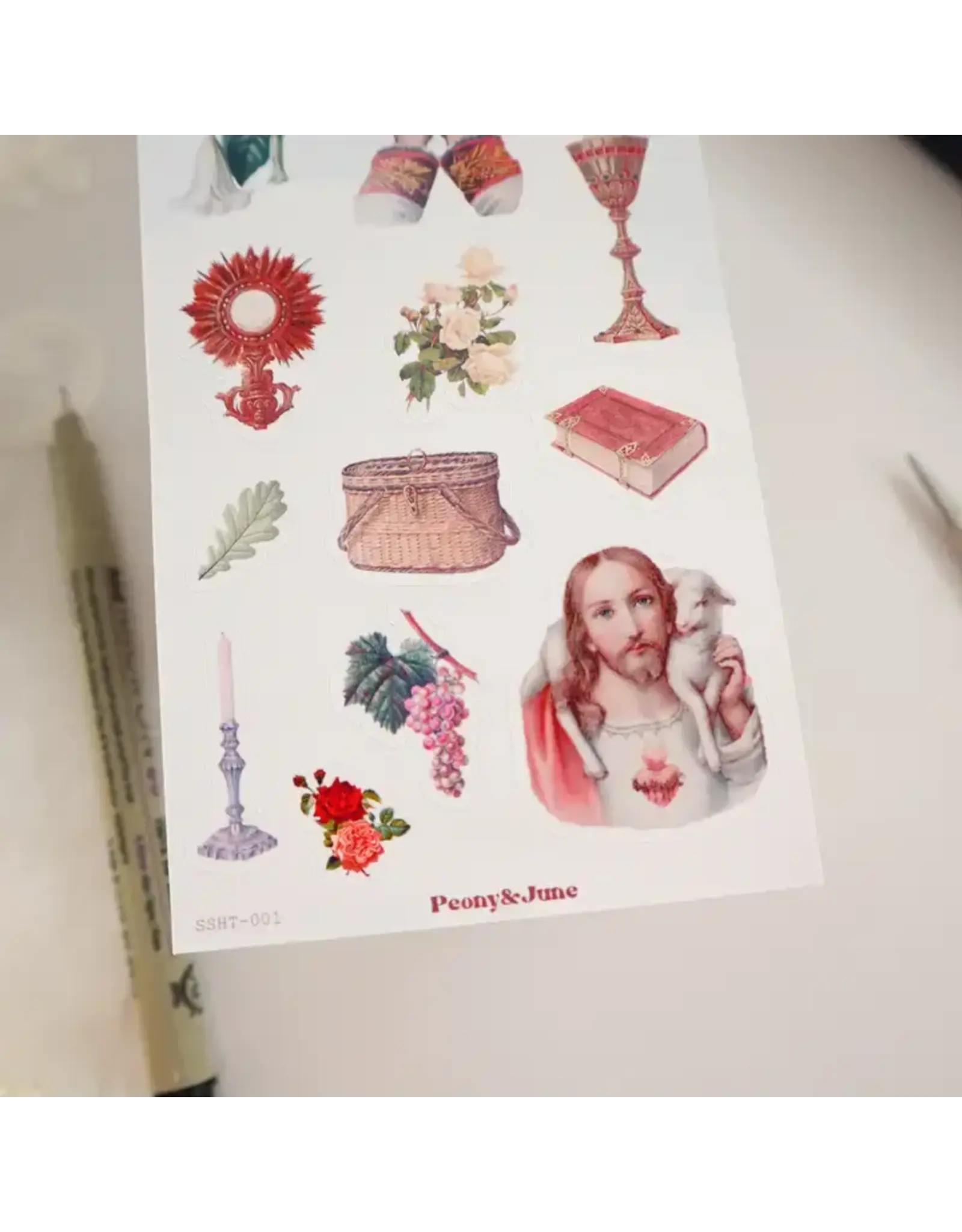 Peony & June Sticker Sheet - Catholic Cottagecore