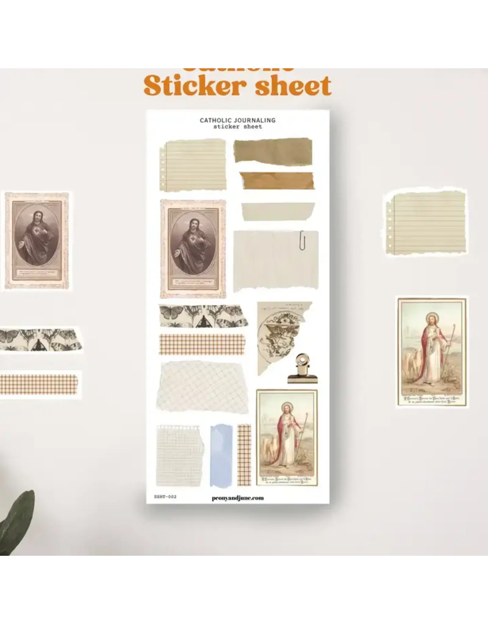 Peony & June Sticker Sheet - Catholic Journaling