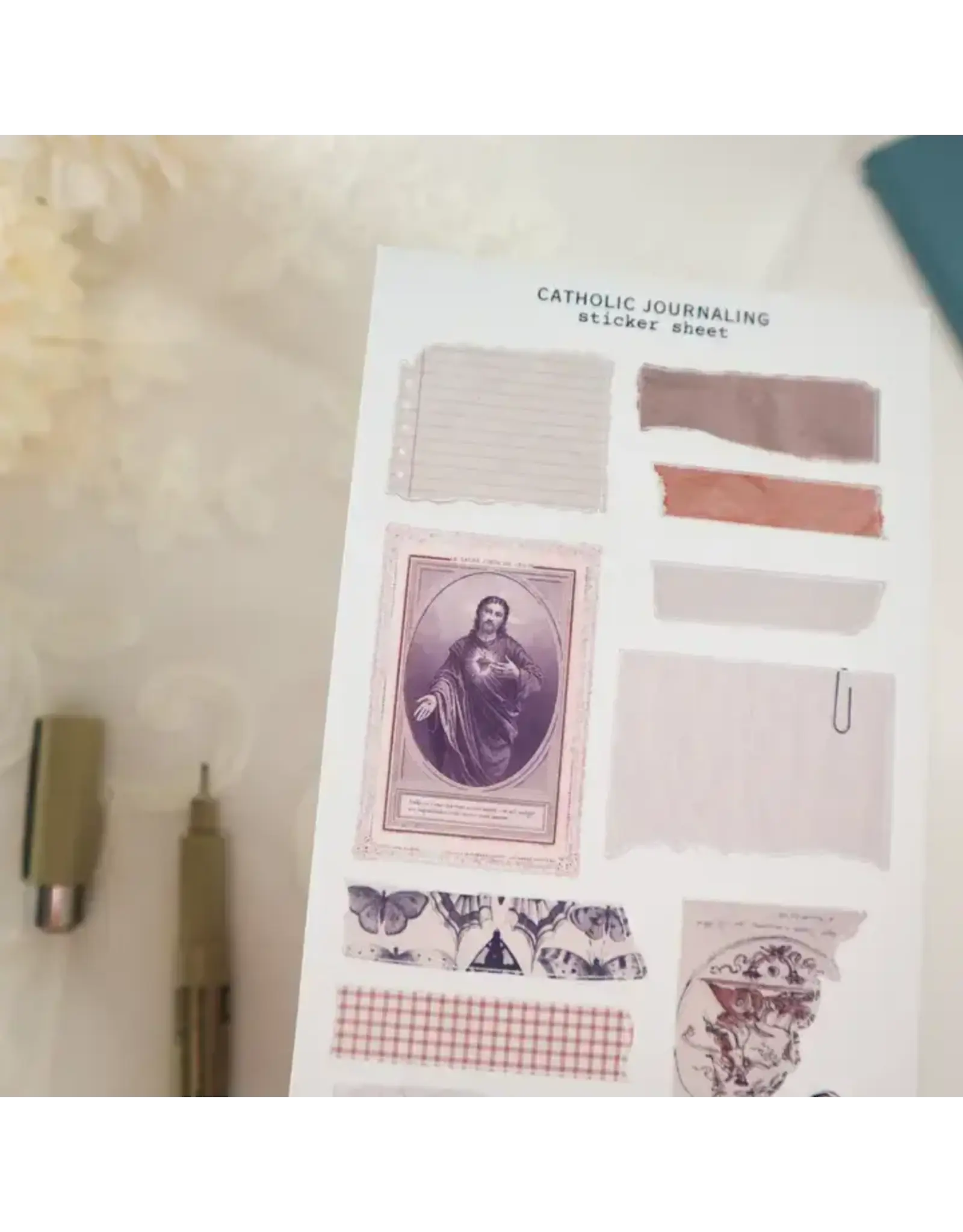 Peony & June Sticker Sheet - Catholic Journaling
