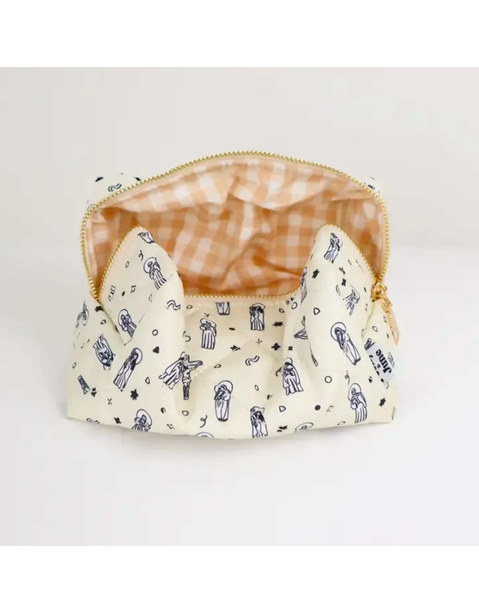 Peony & June Jesus & Saints Quilted Makeup Bag