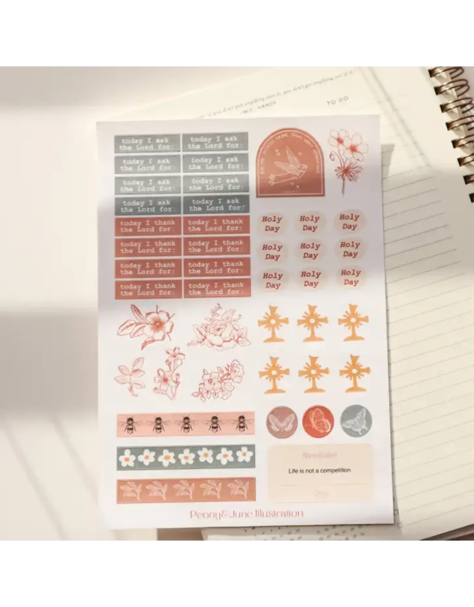 Peony & June Sticker Sheet - Prayer Journal