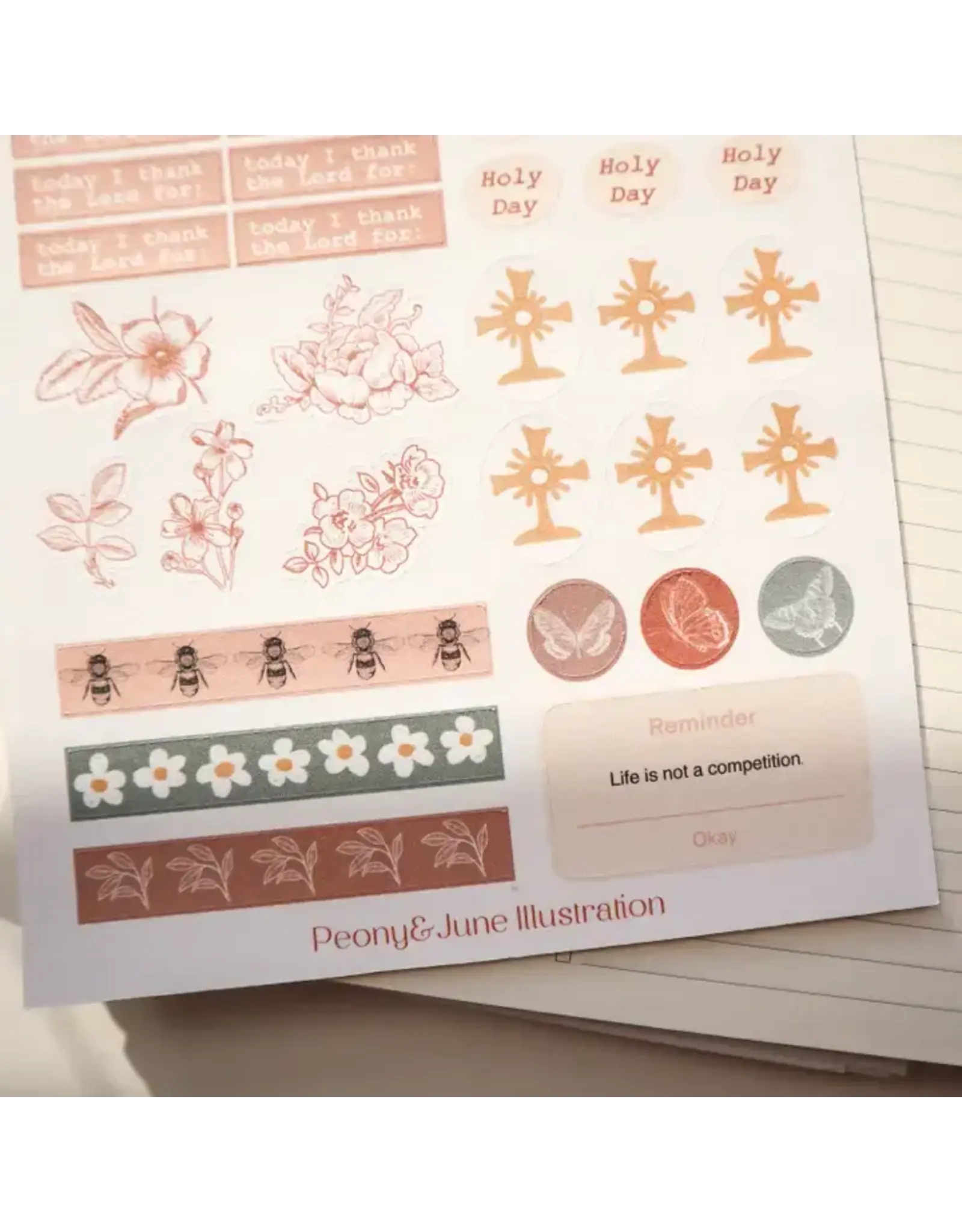Peony & June Sticker Sheet - Prayer Journal