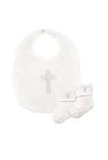 Faithworks Baptism Gift Set (Bib & Socks), Embroidered Cross