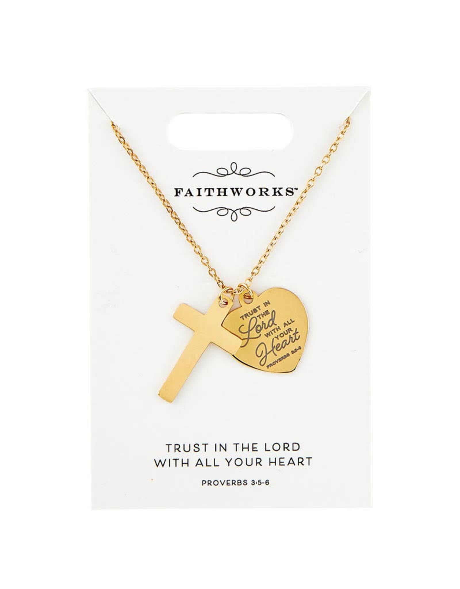 Faithworks Cross Necklace - Faithful Heart - Gold