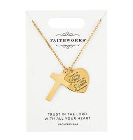 Faithworks Cross Necklace - Faithful Heart - Gold