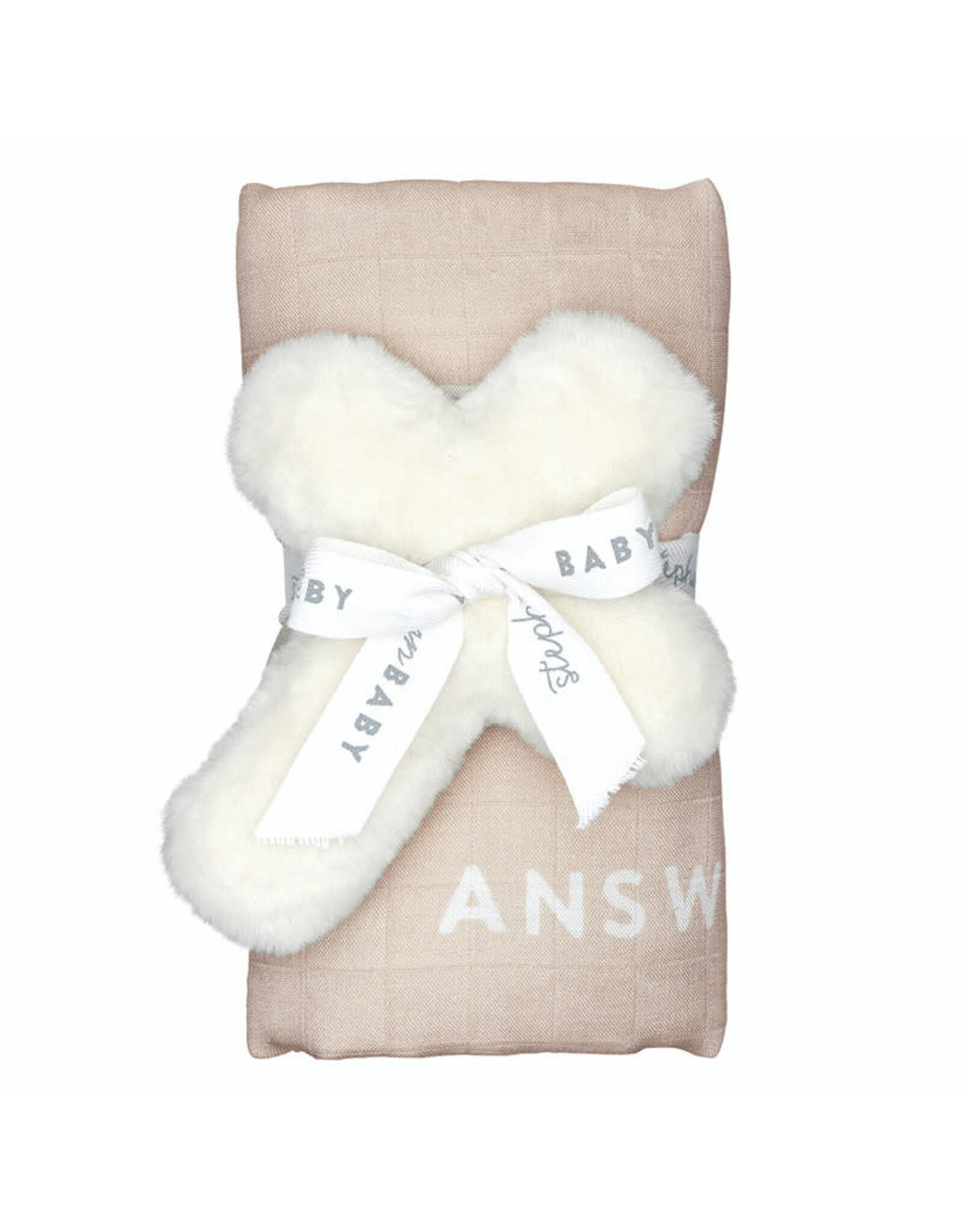 Faithworks Swaddle Blanket & Plush Cross Rattle Gift Set - Answered Prayer