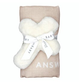 Faithworks Swaddle Blanket & Plush Cross Rattle Gift Set - Answered Prayer