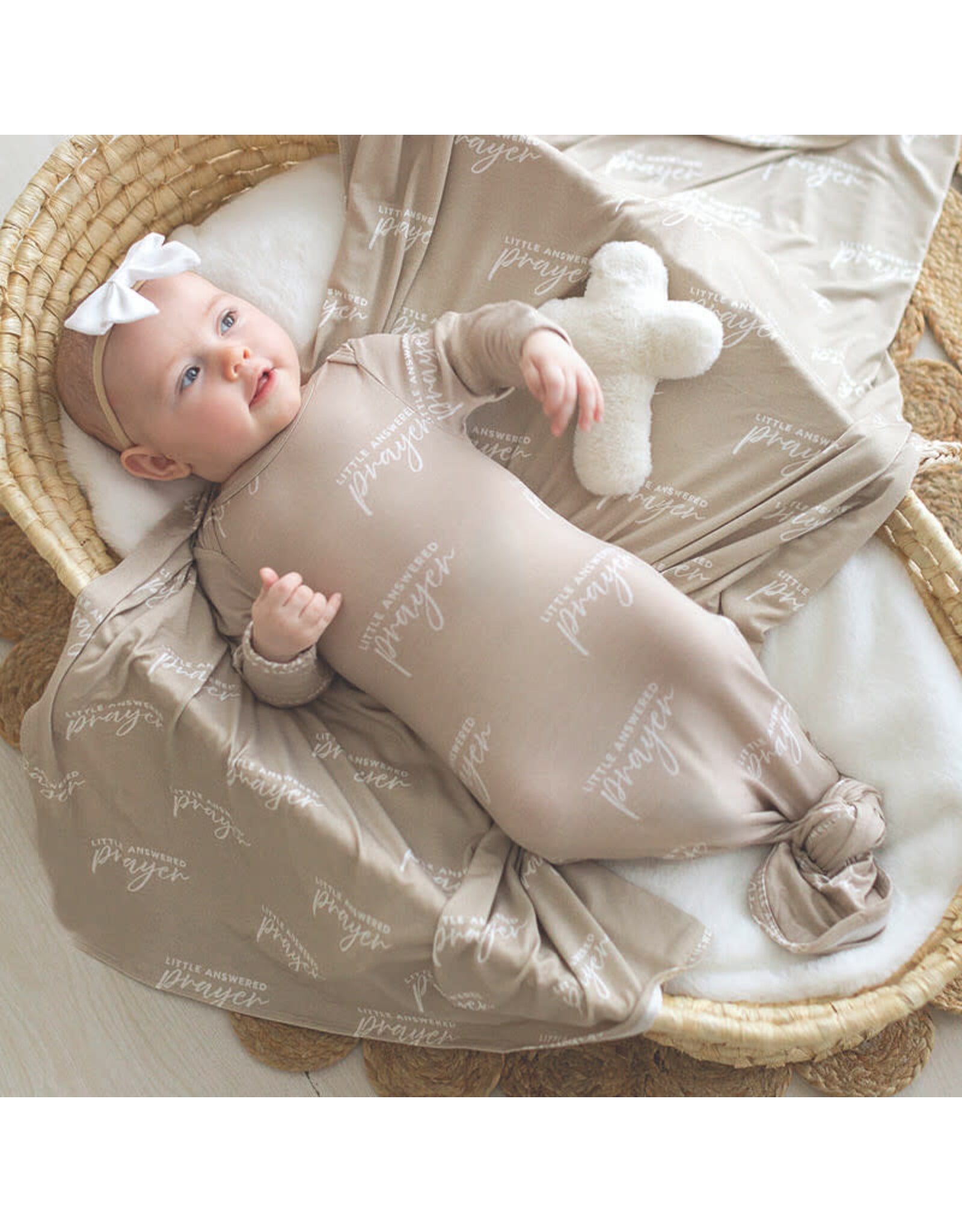 Faithworks Swaddle Blanket & Plush Cross Rattle Gift Set - Answered Prayer