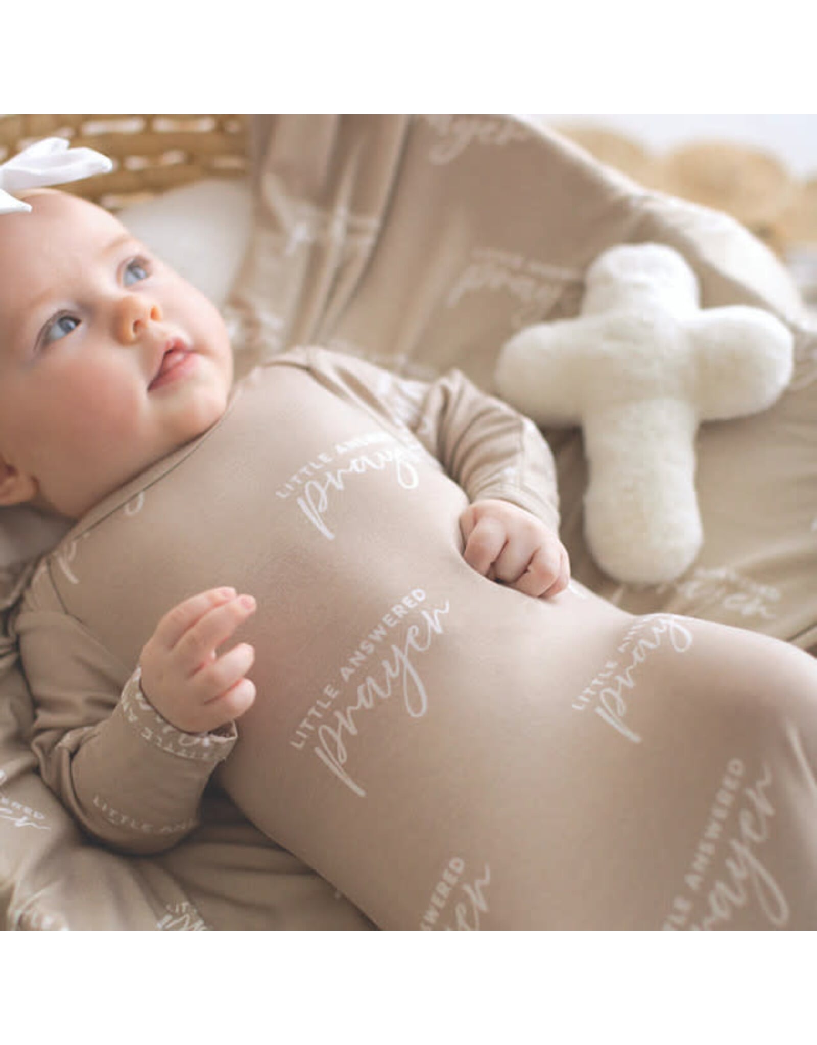Faithworks Swaddle Blanket & Plush Cross Rattle Gift Set - Answered Prayer