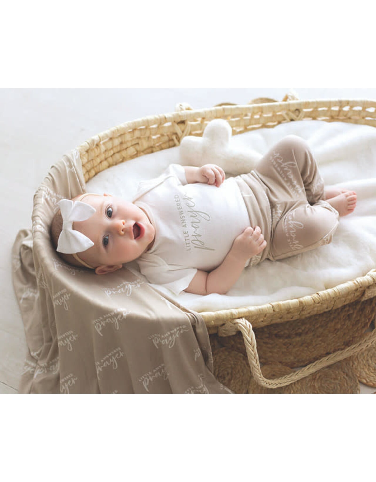 Faithworks Swaddle Blanket & Plush Cross Rattle Gift Set - Answered Prayer
