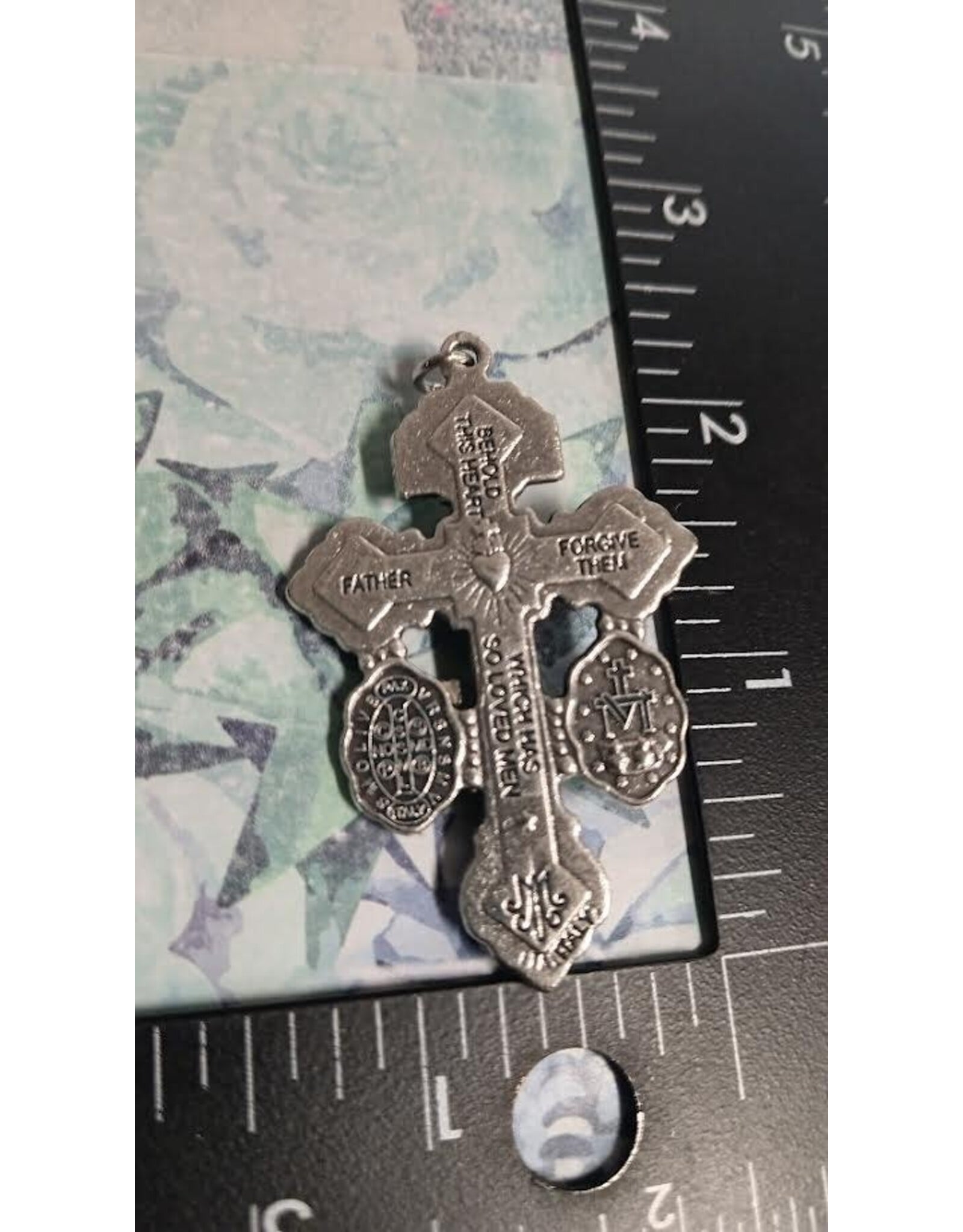 San Francis Medal Pardon Crucifix 2" Silver
