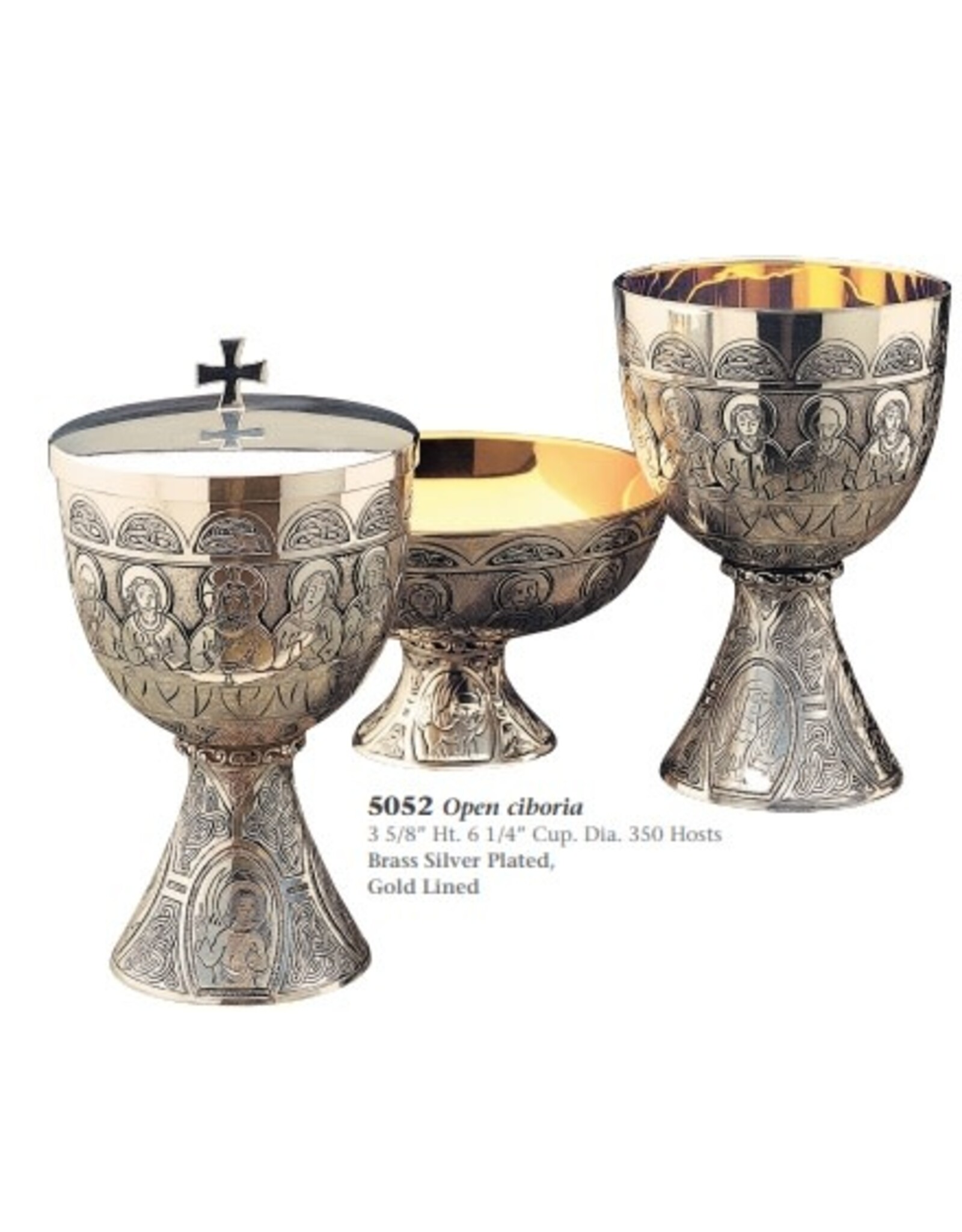 Molina Open Ciborium, Last Supper, Brass Silverplated, Gold Lined