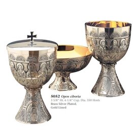 Molina Open Ciborium, Last Supper, Brass Silverplated, Gold Lined