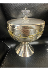 Molina Chalice & Lidded Ciborium, Brass 2-Tone, Grapes & Leaves