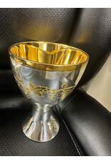 Molina Chalice & Lidded Ciborium, Brass 2-Tone, Grapes & Leaves